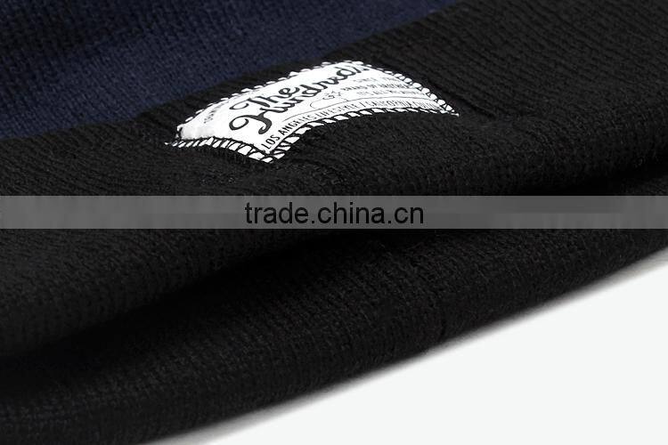 black wool custom beanie hats with label