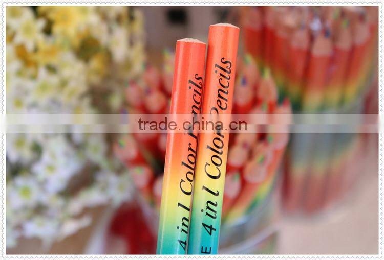 Triangle Jumbo wooden 4C-mixed color pencil in pvc tube