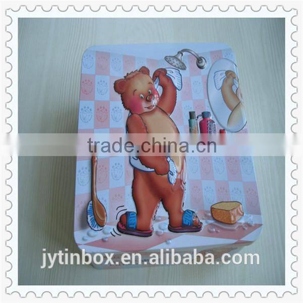 2015 best selling with cute picture square cookie metal tin box