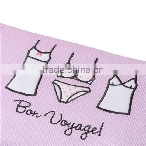YIWU RODA 100% polyester high quality of sandwich mesh embroidery folding laundry bag