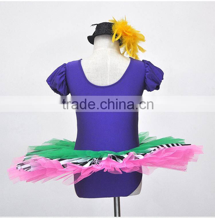 kids ballet skirt, short Sleeve girls camisole ballet tutu, Rainbow Stripe Princess Tutu Dress kids dancewear