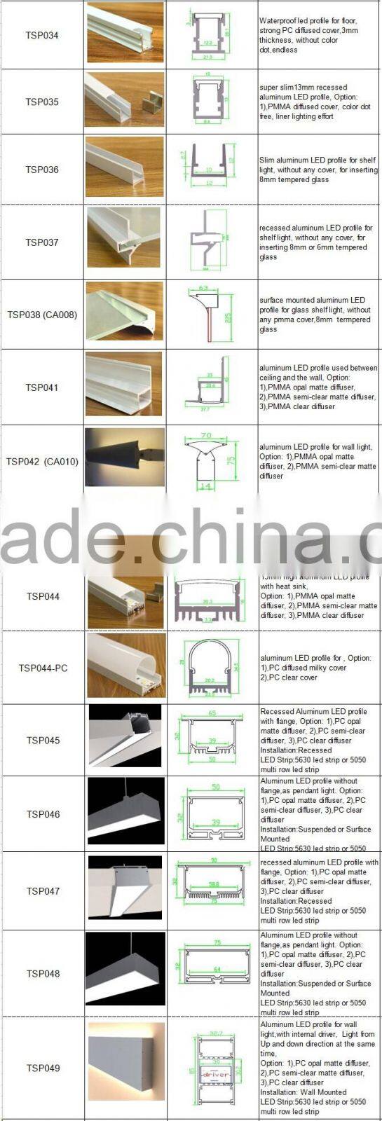 Anodized Aluminum LED Profile For LED Strip/led profile