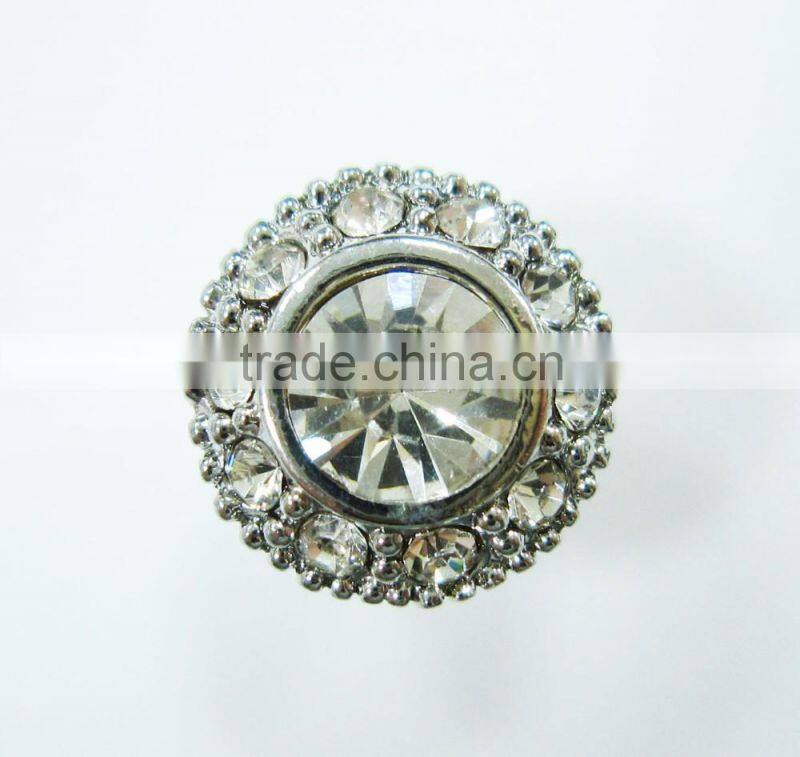 8MM Clear Crystal Aerolite Rhinestone Nickel Free Silver Shank Rhinestone Button