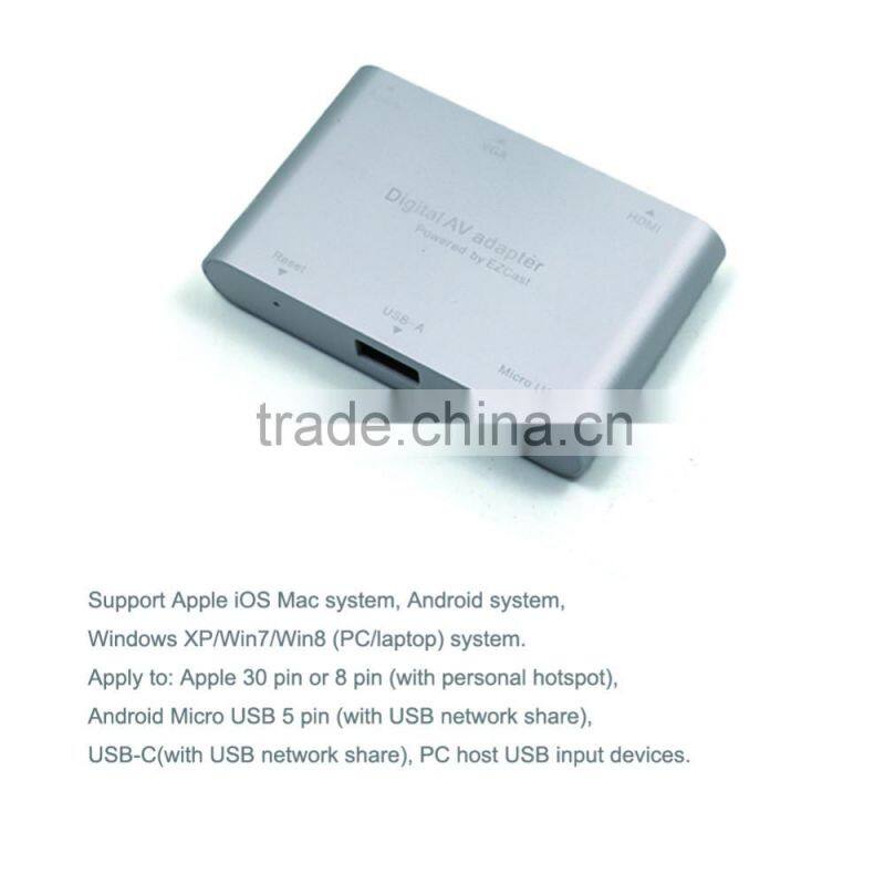 All in One Digital AV Adapter Micro USB/USB to HDMI/VGA Audio Digital AV Adapter For IOS Android Micro USB to USB cable