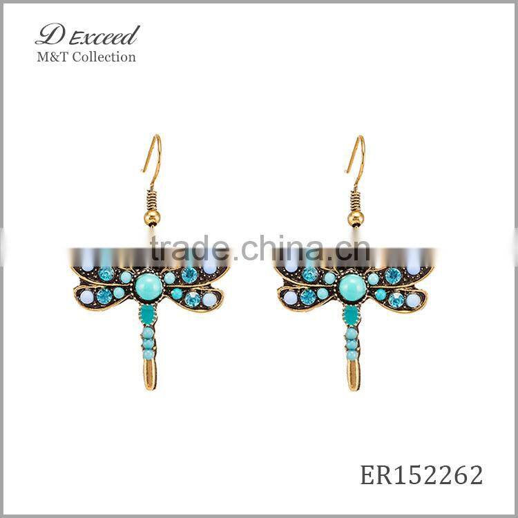 Yiwu Wholesale Jewelry Factory Fashion Ethnic Bohemian Beaded Animal Drop Earrings Dragonfly Dangle Earrings