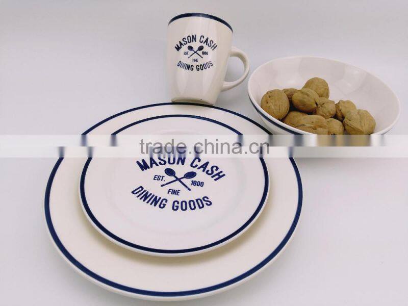 16pc fine stoneware hand painted dinnerset service for 4/ AB grade/2016 popular design/porcelain dinner plate