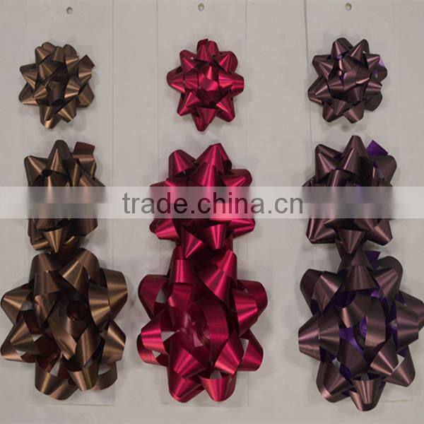 Deep Color Matte Metallic Ribbon Star Bow For Gift Packing