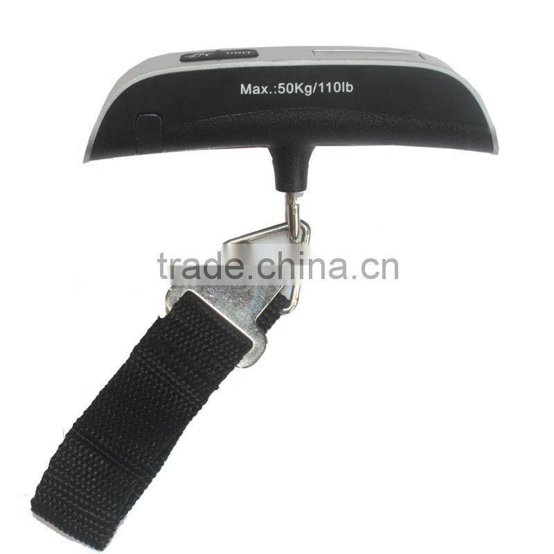 50kg Electronic Travel Weighing scale for suitcase,shopping,gift sale&family use with black strap&LCD display