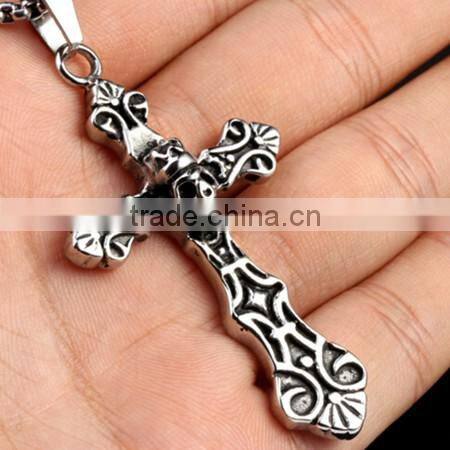 New Men's Stainless Steel Skull Cross Biker Pendant