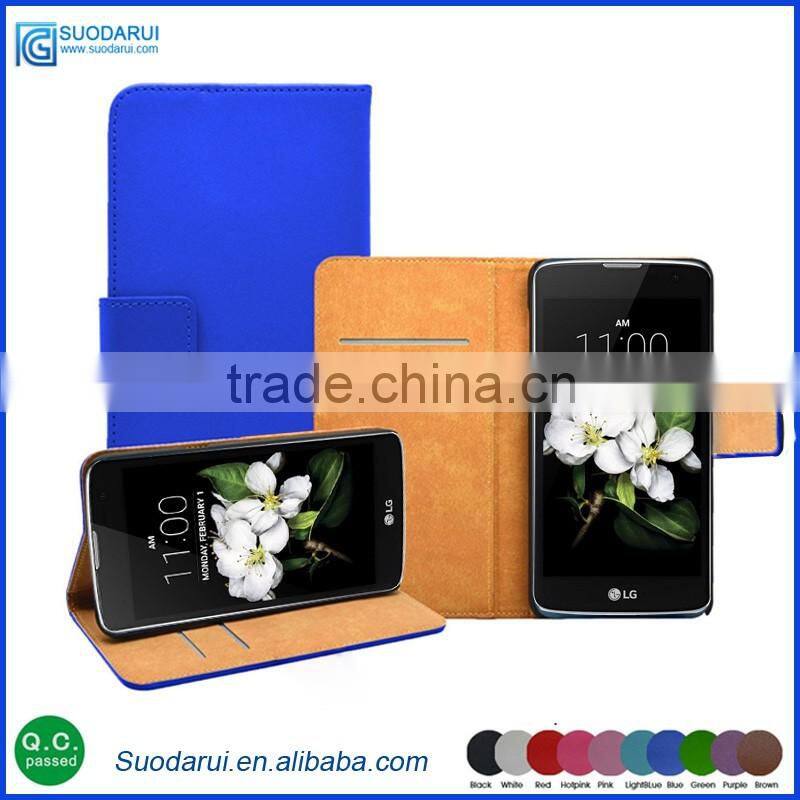 OEM Print Logo Book Stand Wallet Leather flip cases pouch for LG K8 K350 covers