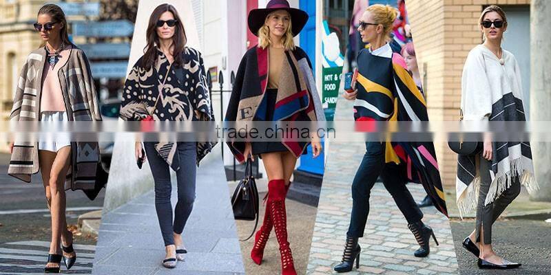 2016 The Latest Popular Acrylic Winter Lady Warm Poncho Shawl Scarf