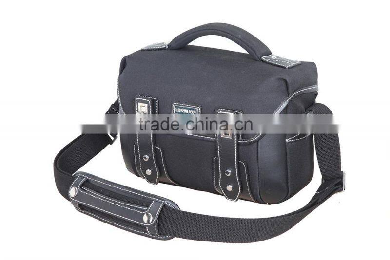 BinSing Polyester with Leather trim Dslr Camera M Shoulder bag