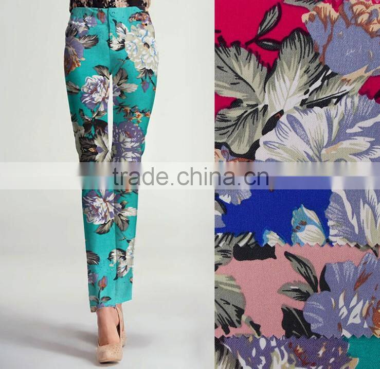 100% spun viscose fabric wholesale printed rayon fabric for pants