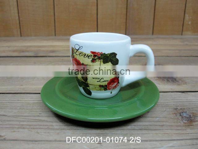 new love rose decal design ceramic pitcher wholesale