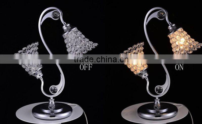 Contemporary Top Quality Energy Saving Crystal Table Lamp With 2 Lights