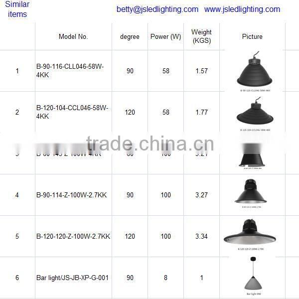 IP66 Aluminum Lamp Body Material 100W LED highbay Lights