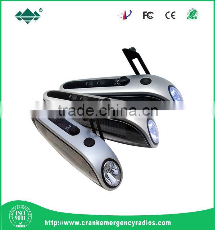 Long-range LED Torch Dynamo Hand Crank and Solar LED Torch Radio