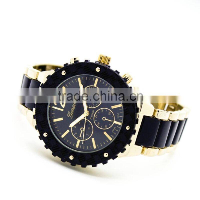 2016 fashion women bezel geneva platinum watch japan movt water resistant