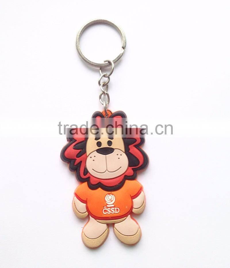 Cute Funny Lion Shaped PVC Key chain Metal High-quality Rubber Promotional Keychain Manufacture