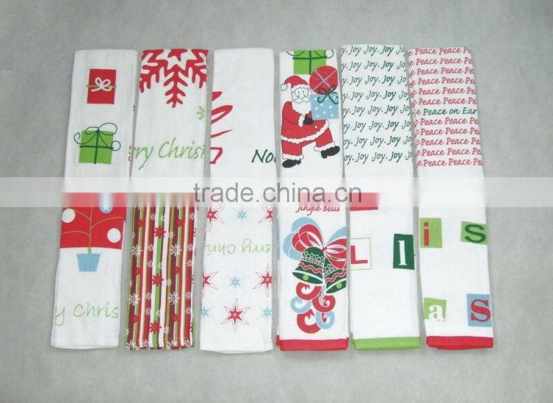 silk screen pigment custom kitchen towel cotton tea towel christmas design
