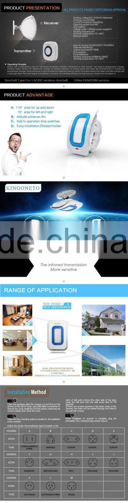 Wireless IR sensor doorbell K1