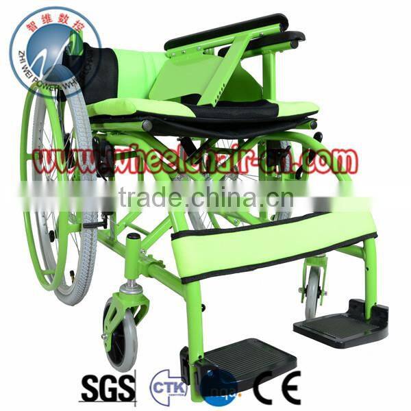 Green Manual mobility wheelchair for disable old chair with CE improval