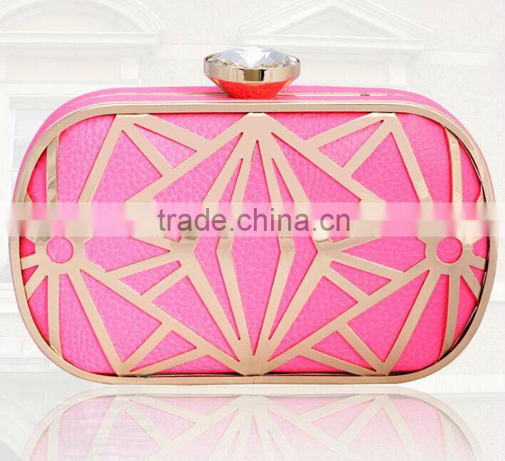 2014 metal mesh and leather evening bags fashion clutch Evening Bag