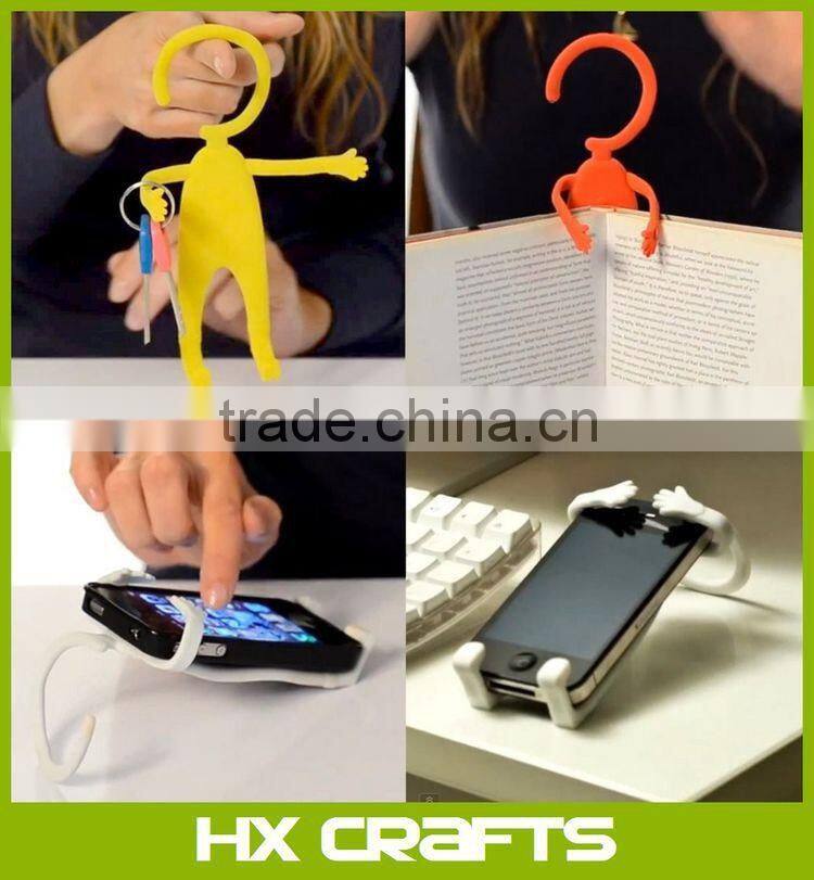 Flexible Hook Cell Phone Holder Multi function Human Shape Hanger / Phone Holder Silicon Unique Flexible Cell Phone Holder