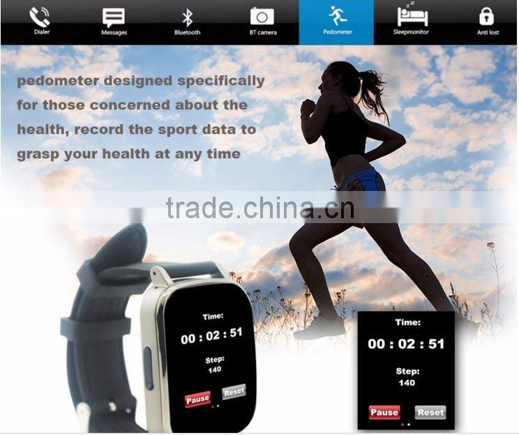 1.54'' arcuate radians digital compass GSM smart watch with heart rate test