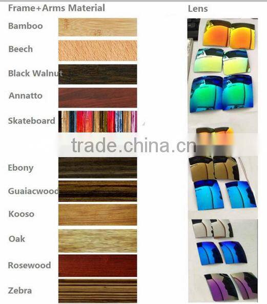 recycle skateboard wood sunglasses, wood sunglasses, colorful wooden frame GA076
