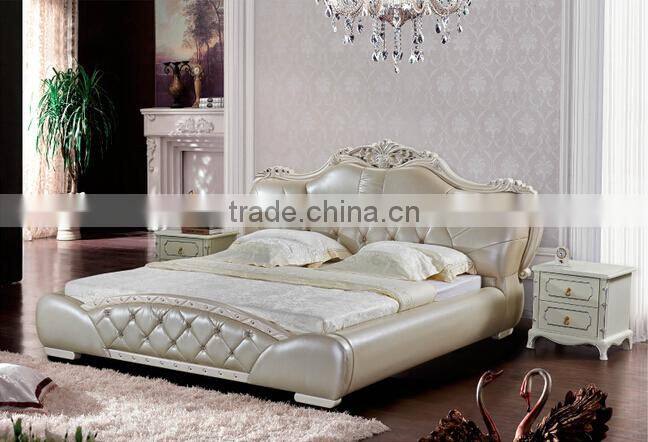 French style top grade bed solid wood bed for bedroom furniture C19#