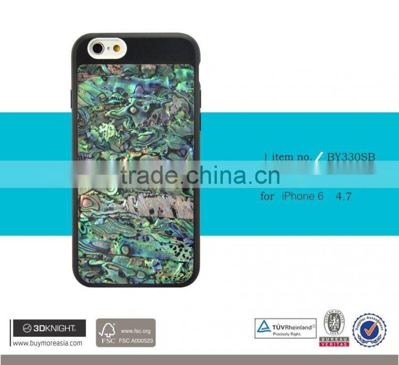2016 New Products 100% natural seashell PC frame cell phone case for iphone 6s, hard case for iphone 6s plus phone case