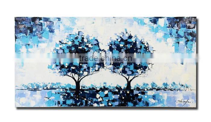 Hot Selling New Designs Modern Abstract Blue Tree Canvas Painting