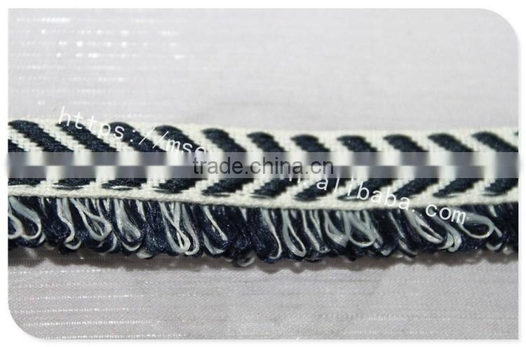 Good price 1.6cm width yarn dyed polyester weave with fringe wholesale