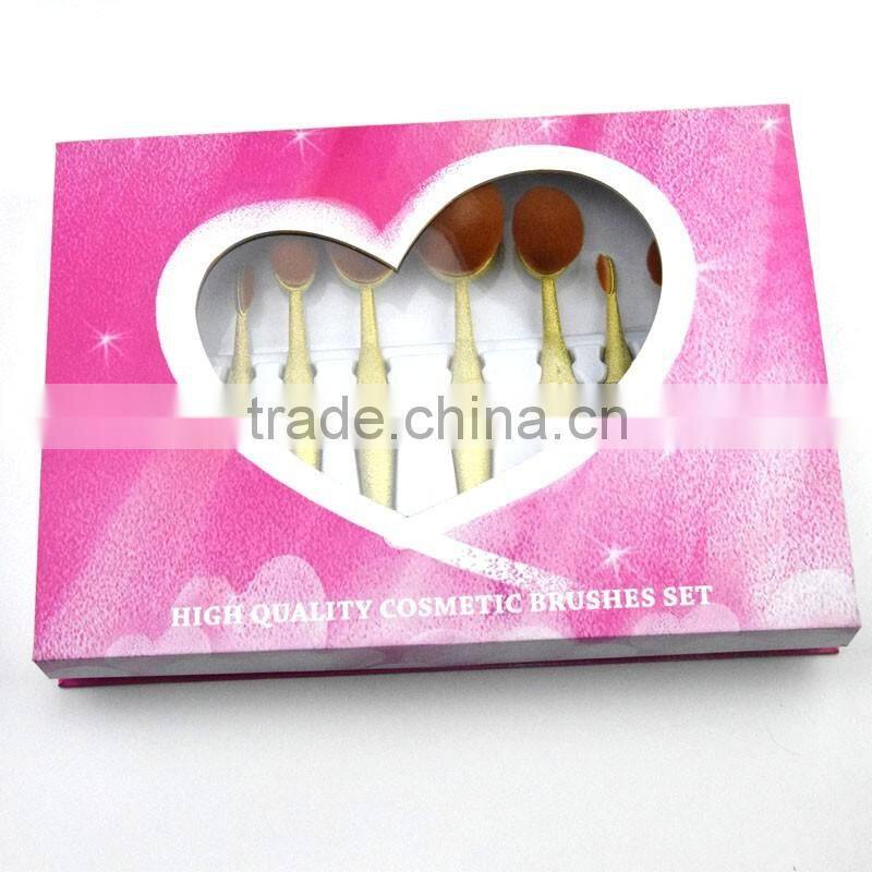 2017 Alibaba Unique rose gold color 5pcs / 6pcs magnet oval makeup brushes cosmetics makeup brush set Whloesale make up brushes
