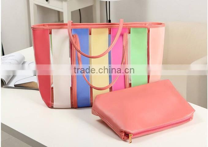 Wholesale Candy Color Ladies Transparent Handbags Free Shipping