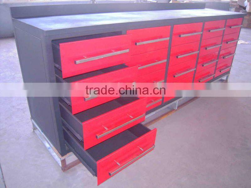 Steel work bench with drawers