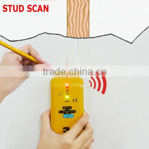 3-in-1 Detector Find Metal Wood Studs AC Voltage Live Wire Scanner Finder with Groove + Buzzer