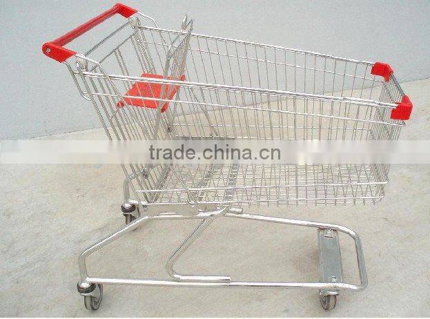 shopping cart with 2 fixed and 2 swivel wheels non brake
