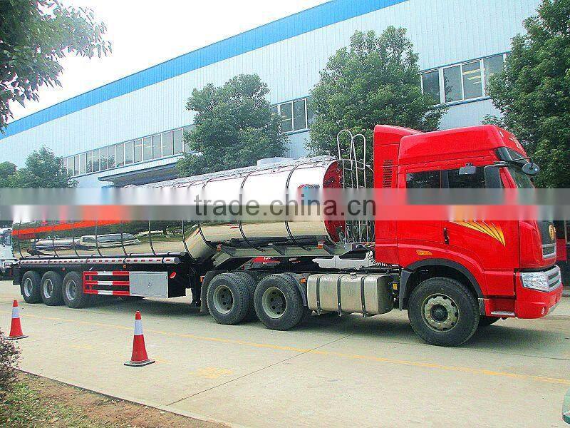3 alxes 40000 liters milk transportation semi-trailer truck, stainless steel milk tanker truck