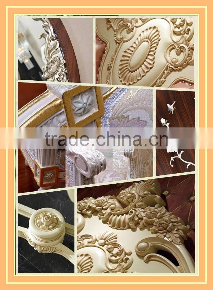 Vintage Classical Bedroom Furniture Set, Italian Style Carved Wooden Bed With Night Stand, Retro Imperial Bedroom Set