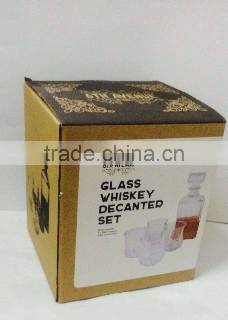 Wine Decanter & Whisky Glasses, Crystal Square Whiskey Decanter with Stopper.