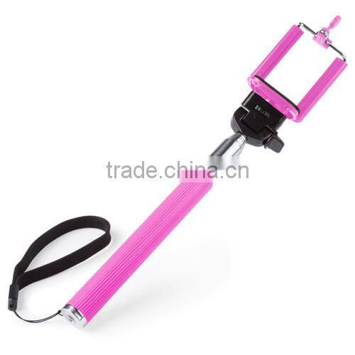 Cable wired audio selfie stick with selfie-stick extendable hand held monopod all in one foldable monopod