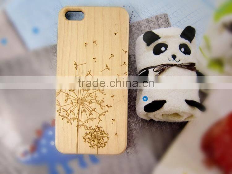 Engraving custom pattern wood phone cover bamboo mobile phone case for iPhone 5S SE