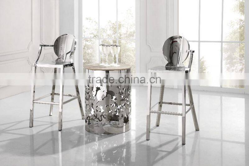 Good quality round arm stainless steel bar stool chair