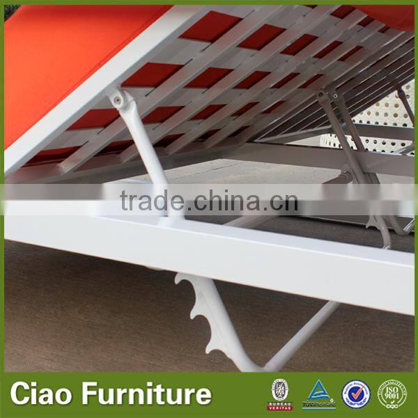 Outdoor furniture aluminum beach sunbed with sling curtain