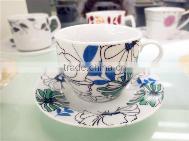 porcelain ceramic tea coffee cup and saucer for customize