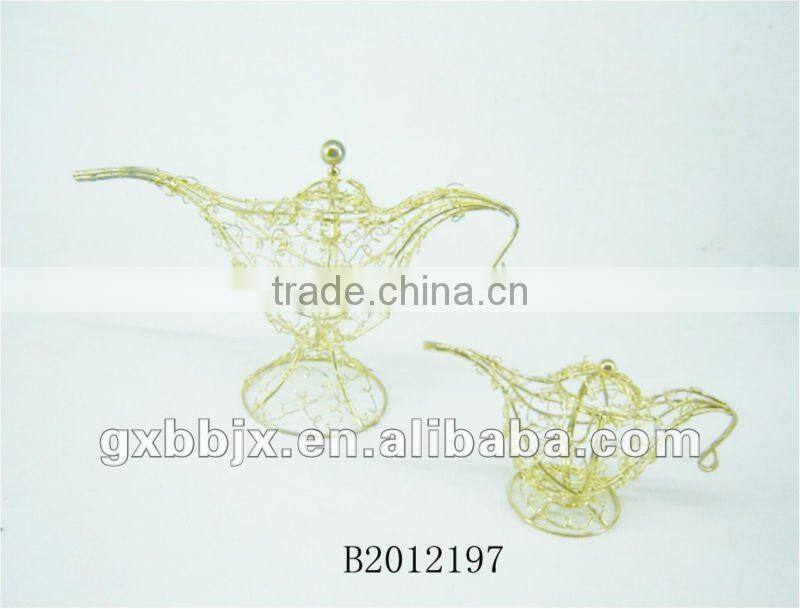 NEW DESIGN!!!Gold Handmade Wire art teapot for home decor