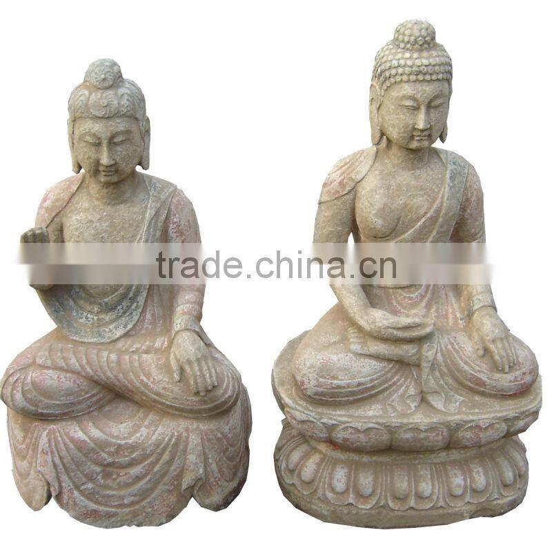 Sitting antique marble stone buddism Guanyin statue