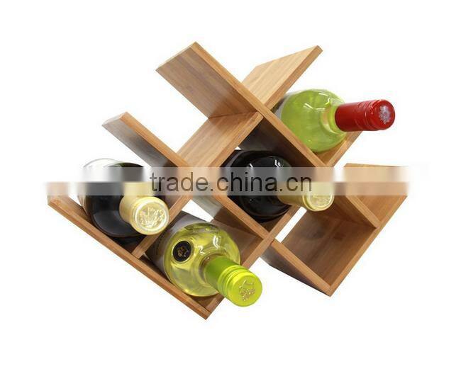 Decrative W Shape Bamboo Wine Storage Rack Free Standing
